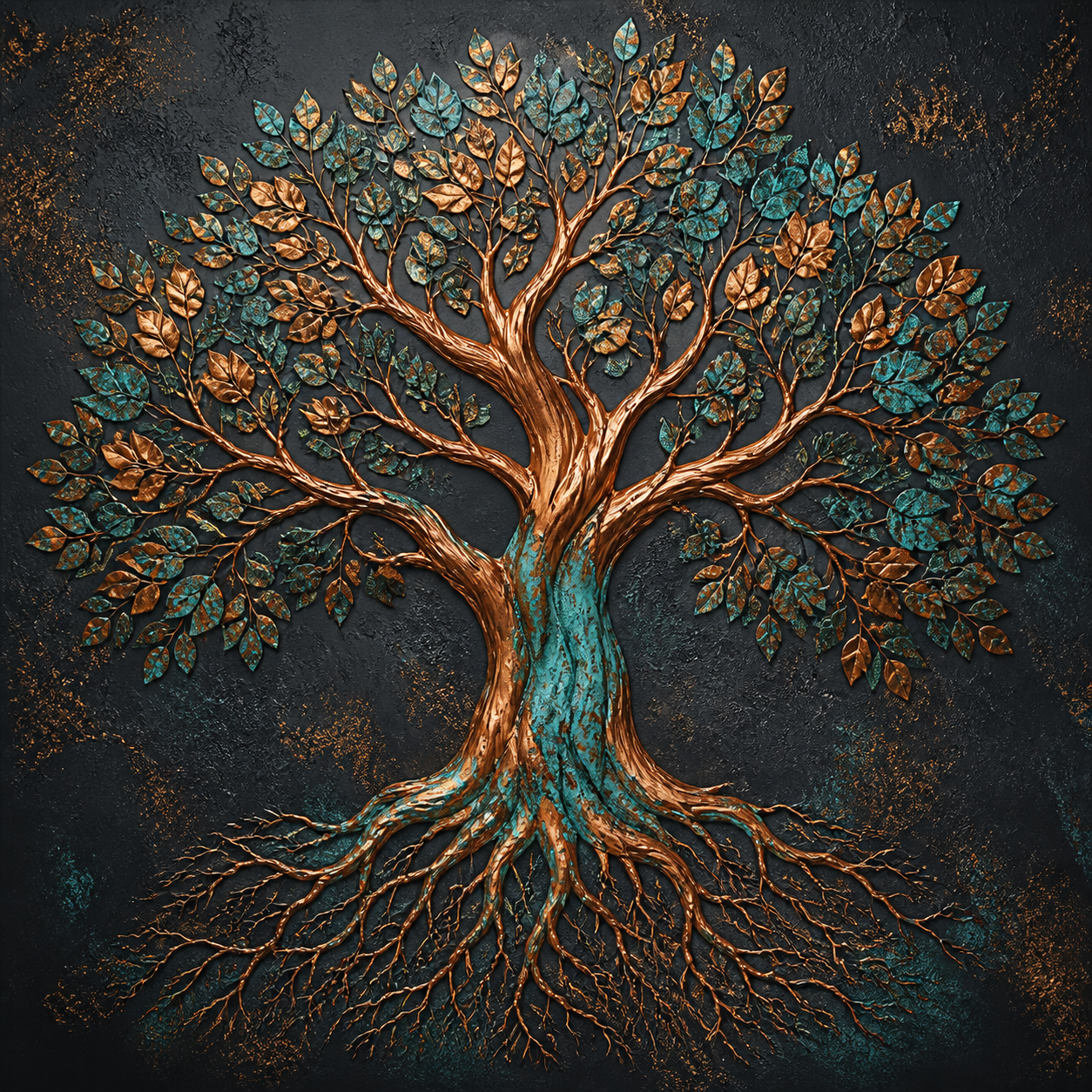 Diamond Painting Koperboom op Donkere Grond – volledig natuurontwerp