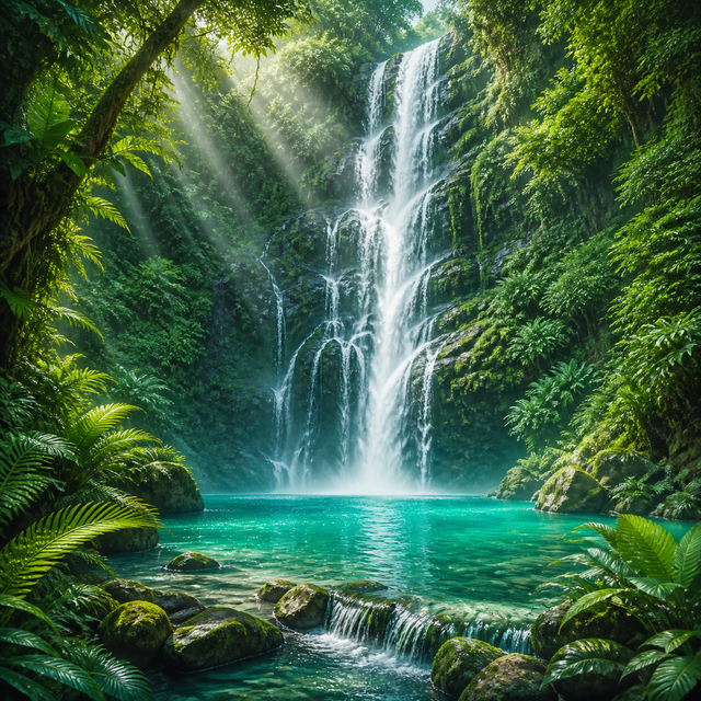 Diamond Painting Waterval in het Smaragdbos – volledig natuurontwerp