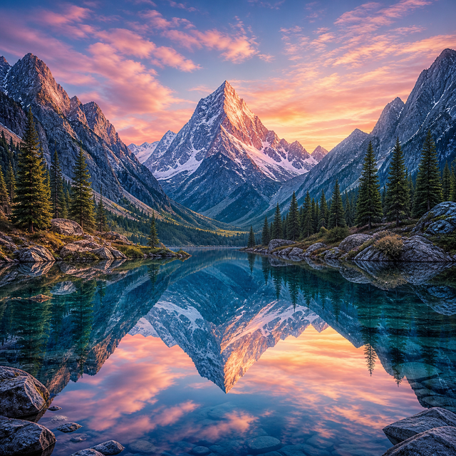 Diamond Painting Bergmeer bij Zonsopkomst – volledig natuurontwerp