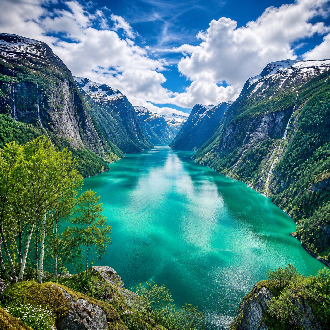 Diamond Painting Fjord in Smaragdgroen – volledig natuurontwerp