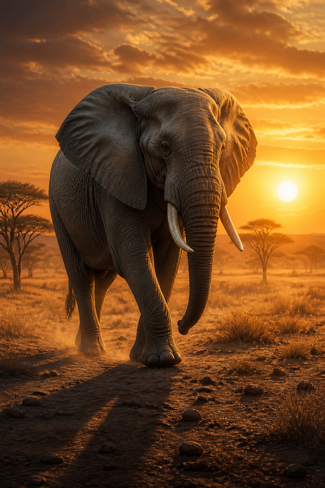 Diamond Painting Olifant in Gouden Schemer – volledig olifantontwerp