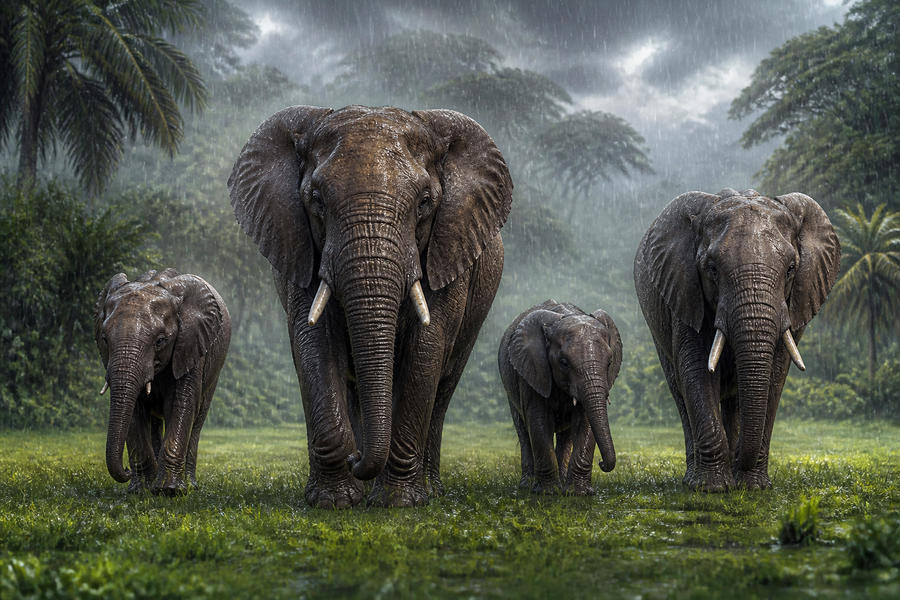 Diamond Painting Olifanten in de Regen – volledig olifantontwerp