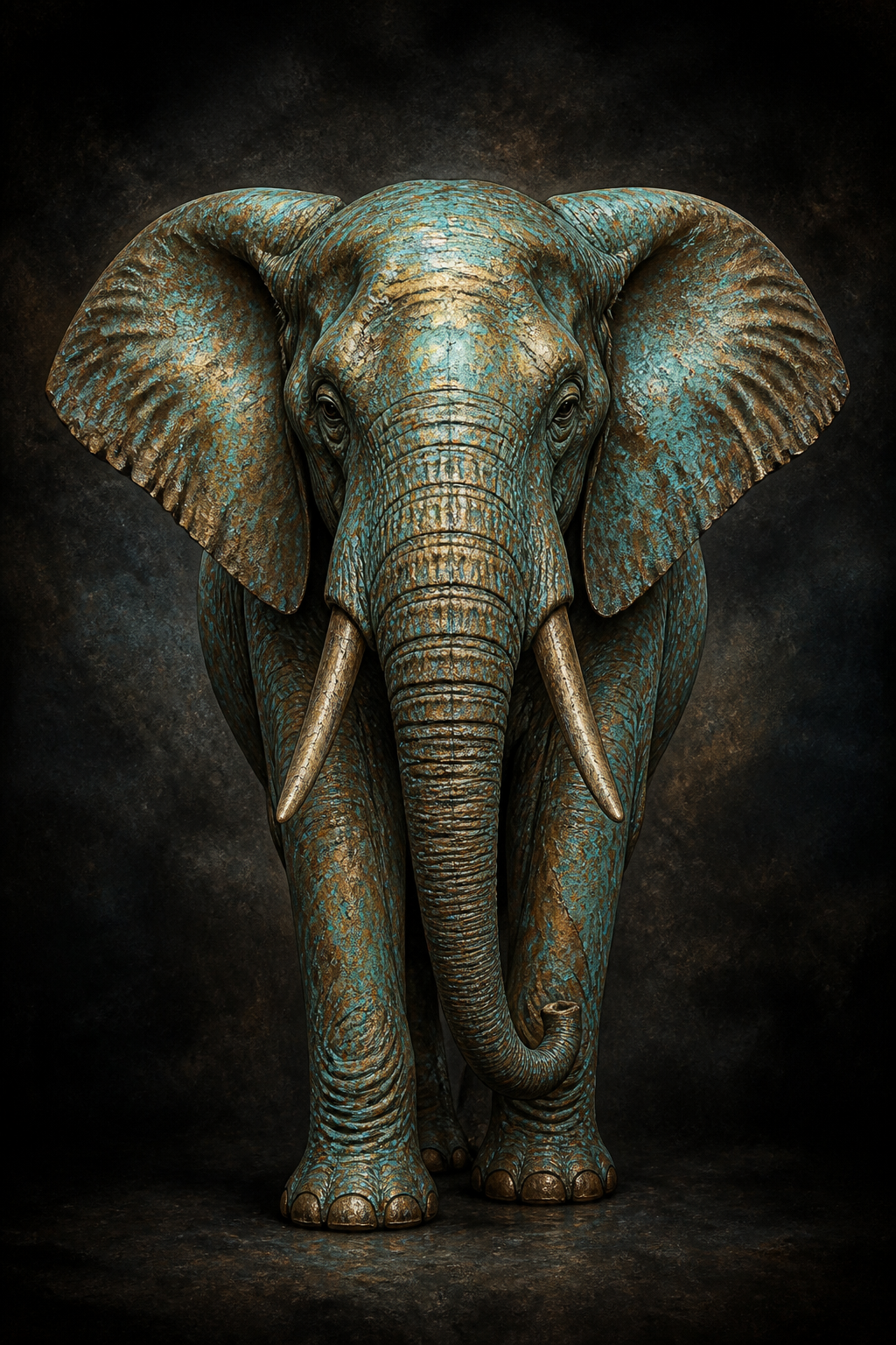 Diamond Painting Olifant Brons en Turquoise – volledig olifantontwerp