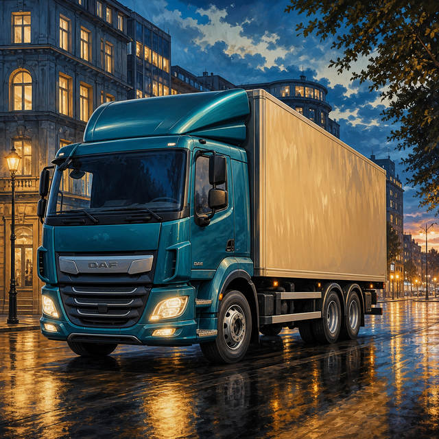 Diamond Painting DAF XD in de Lichtstad – volledig origineel vrachtwagenontwerp