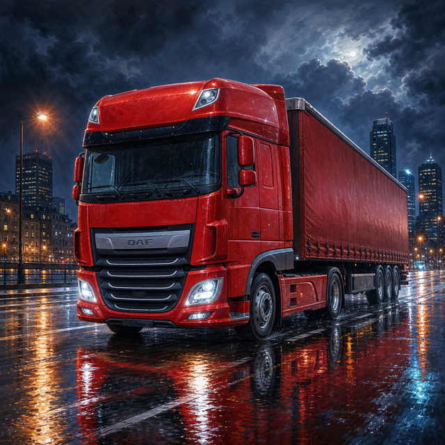 Diamond Painting DAF XF in de Regen – volledig origineel vrachtwagenontwerp