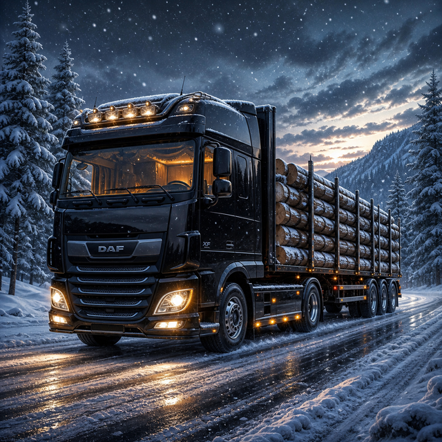 Diamond Painting DAF XF op de Sneeuwroute – volledig origineel vrachtwagenontwerp