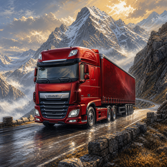 Diamond Painting DAF XG+ op de Alpenpas – volledig origineel vrachtwagenontwerp
