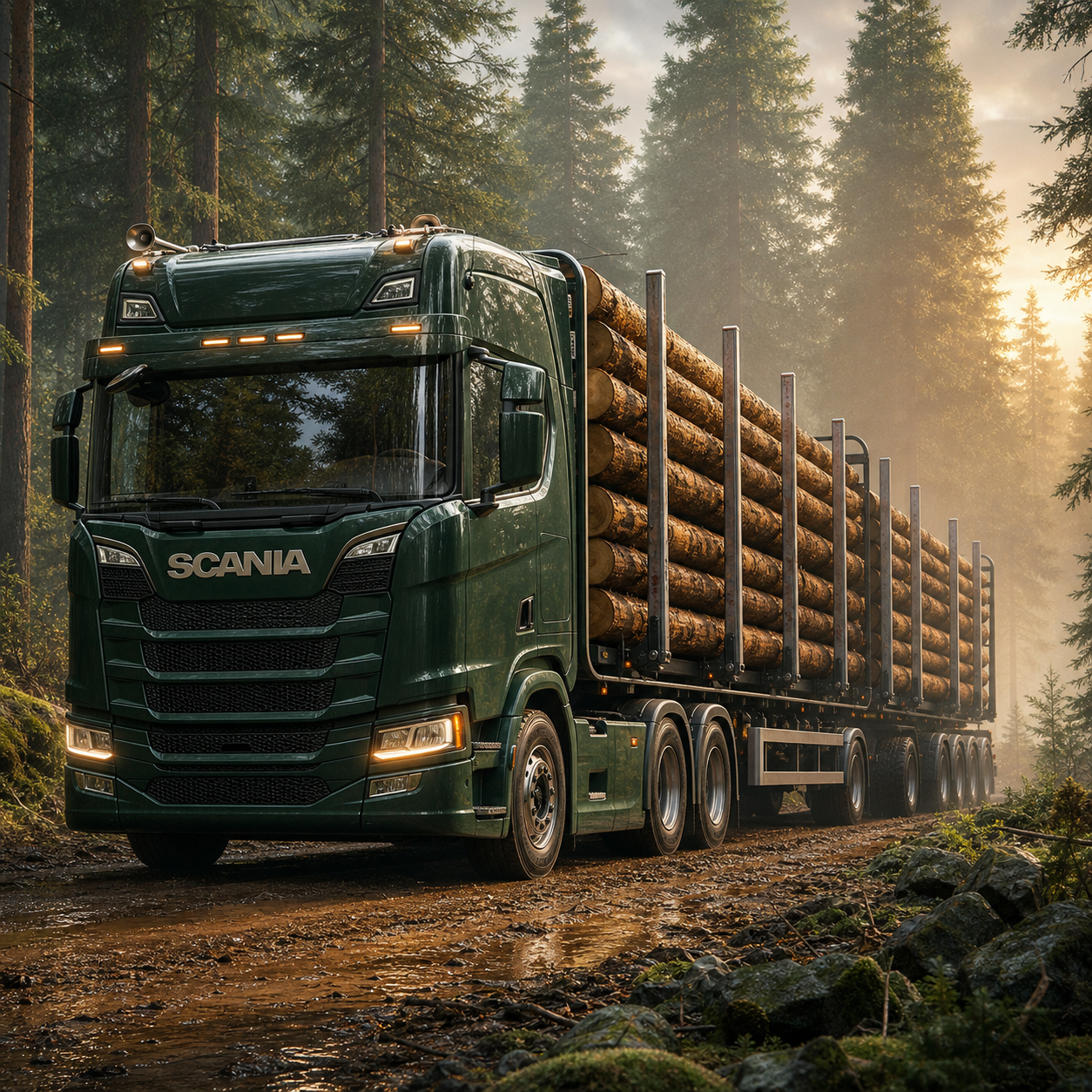 Diamond Painting Scania V8 Houttransport – volledig origineel vrachtwagenontwerp