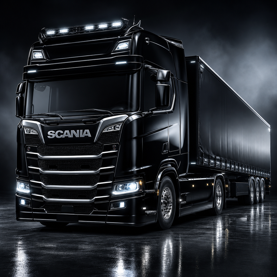 Diamond Painting Zwarte Scania S-series met Chroom – volledig origineel vrachtwagenontwerp
