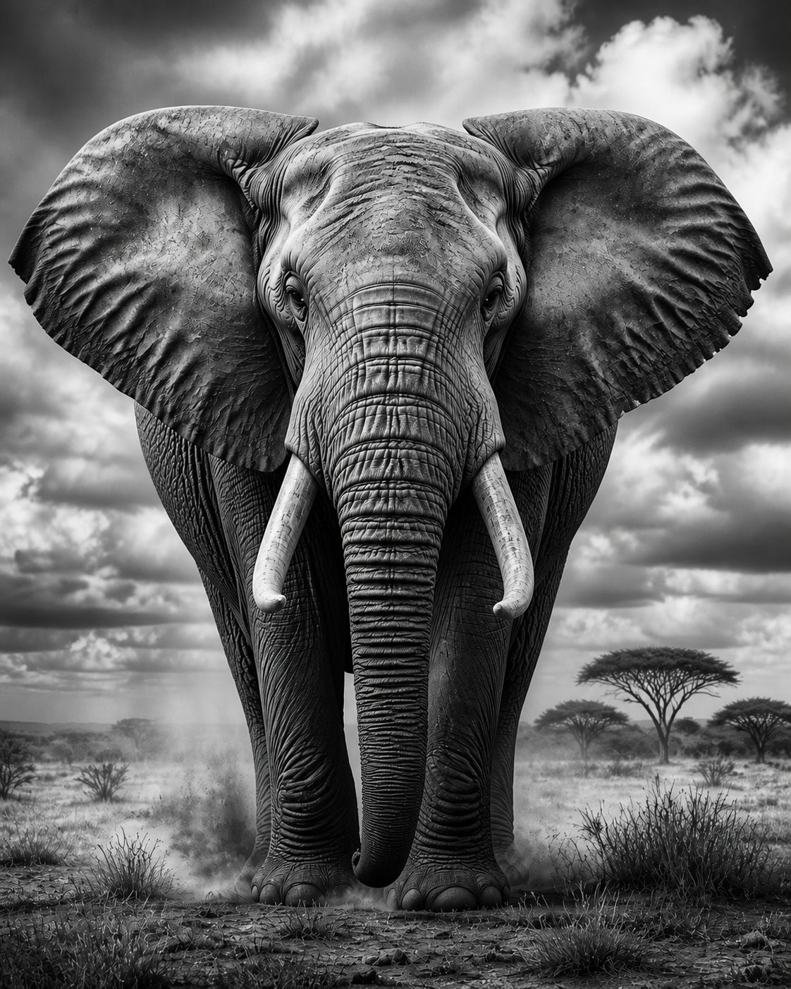 Diamond Painting Olifant Zwart Wit – volledig zwart-witontwerp