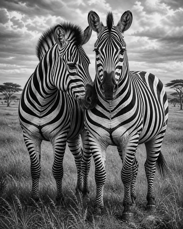 Diamond Painting Zebra’s Zwart Wit – volledig zwart-witontwerp