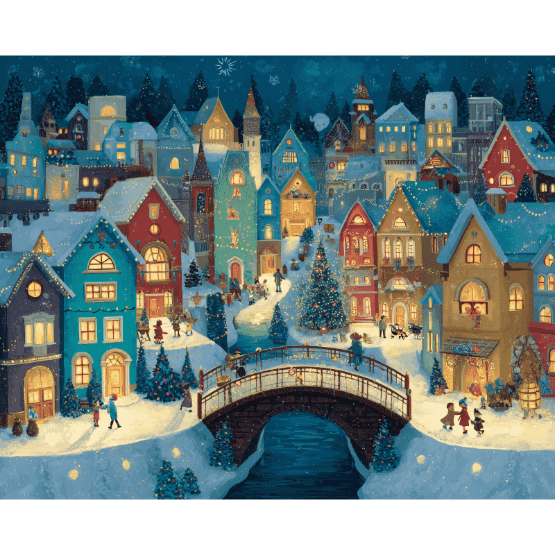 diamond painting - feestelijk dorp – afbeelding 1