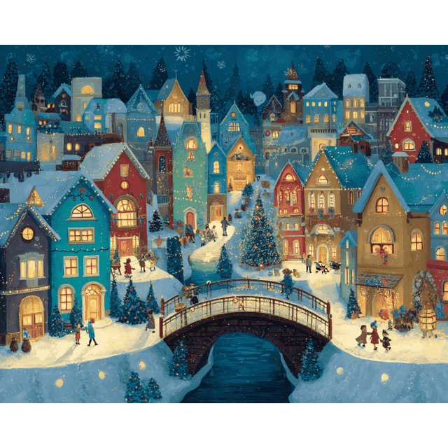 diamond painting - feestelijk dorp – afbeelding 1