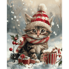diamond painting - feestelijk katje – afbeelding 1