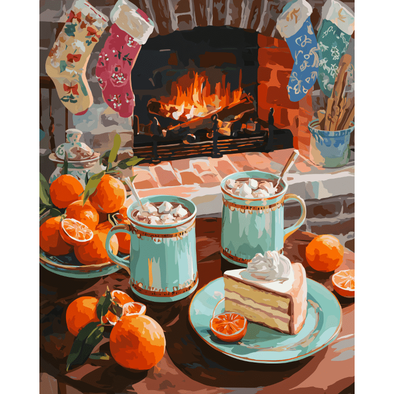 diamond painting - gezellige kersthaard – afbeelding 1