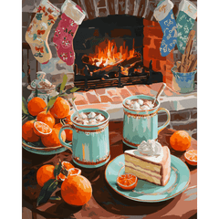 diamond painting - gezellige kersthaard – afbeelding 1