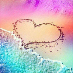 diamond painting - hart op strand – afbeelding 1