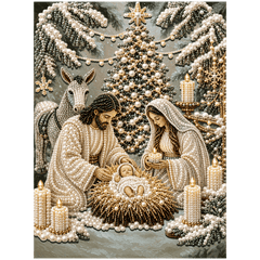 diamond painting - heilige nacht - premium parel diamond painting – afbeelding 1