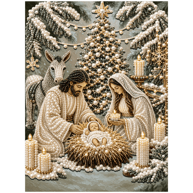 diamond painting - heilige nacht - premium parel diamond painting – afbeelding 1