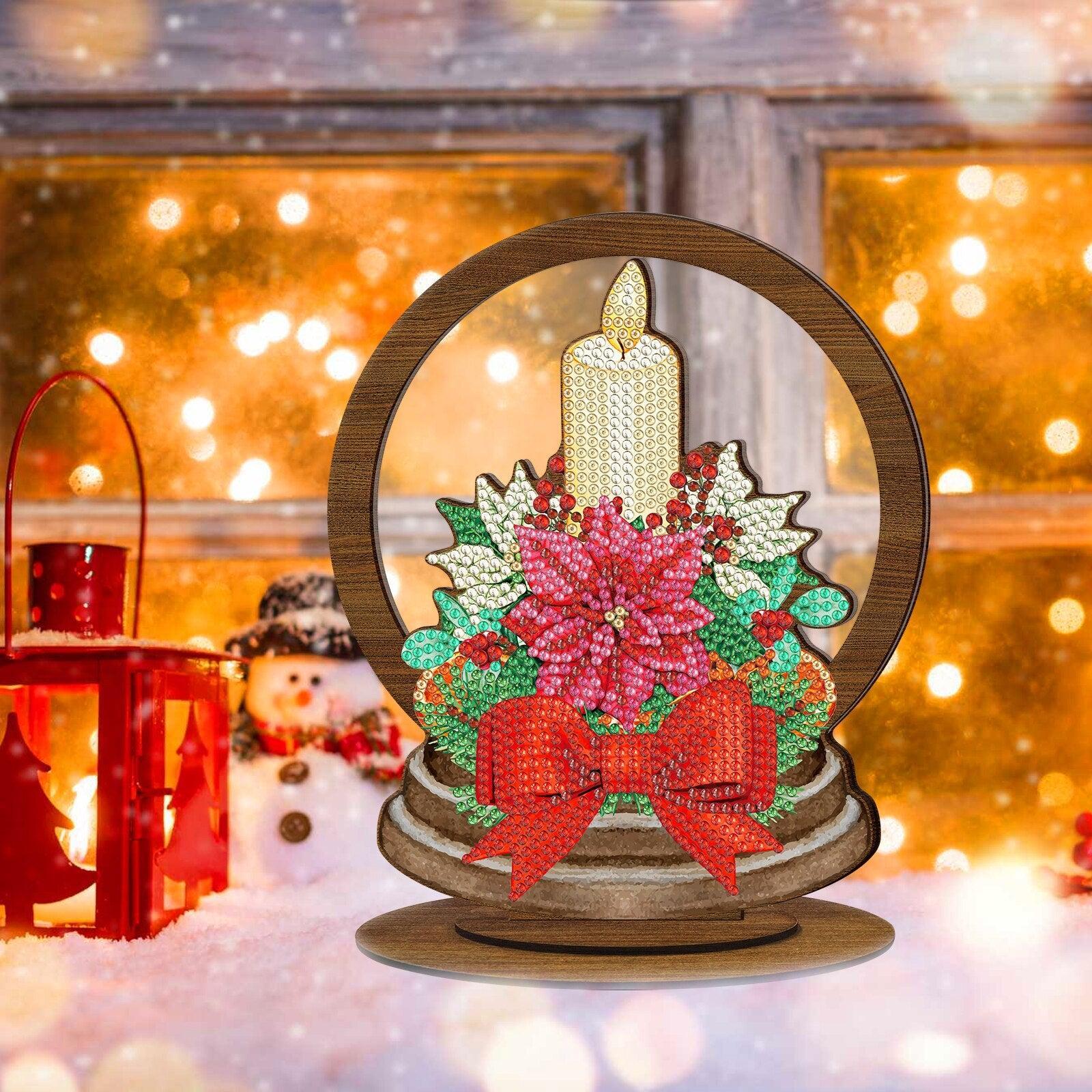 diamond painting - houten kerst ornament – afbeelding 1