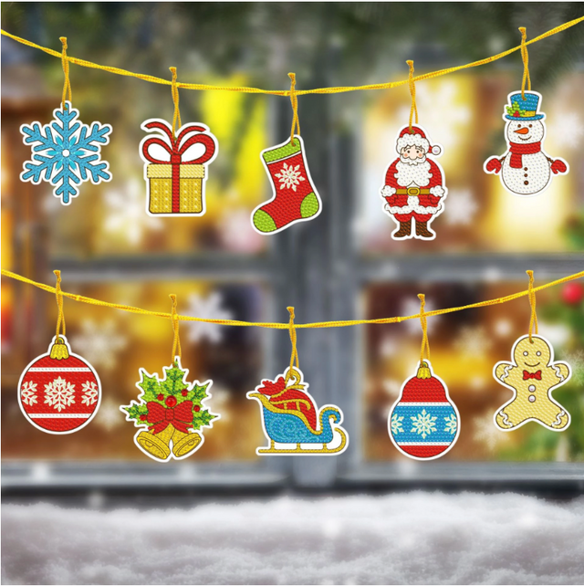 diamond painting kerst hangers 10 stuks – afbeelding 1