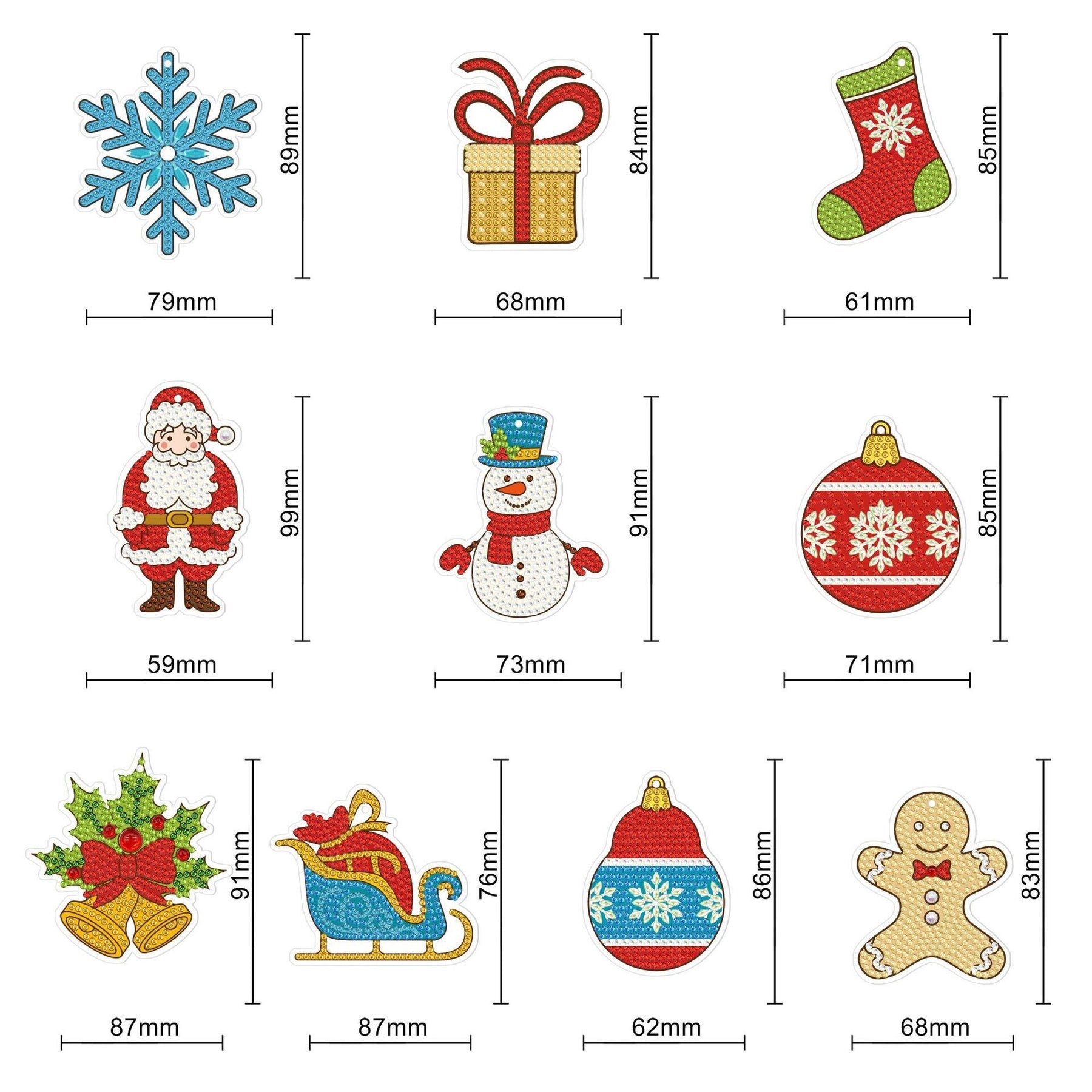 diamond painting kerst hangers 10 stuks – afbeelding 4