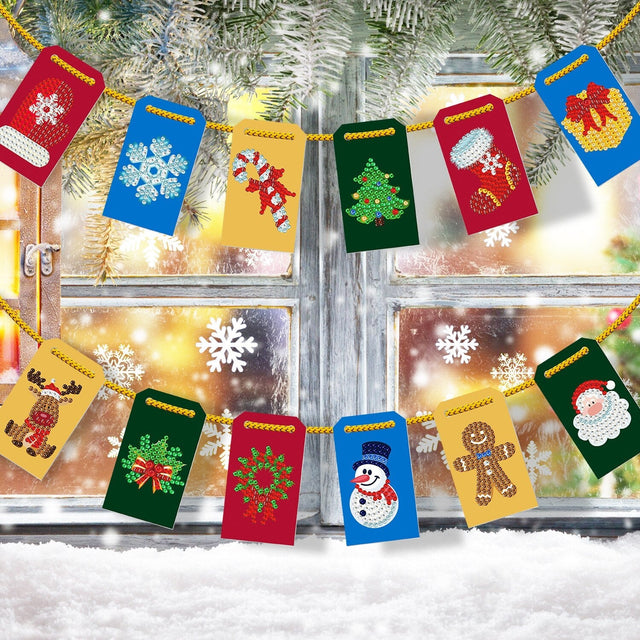 diamond painting kerst hangers – 12 stuks – afbeelding 1