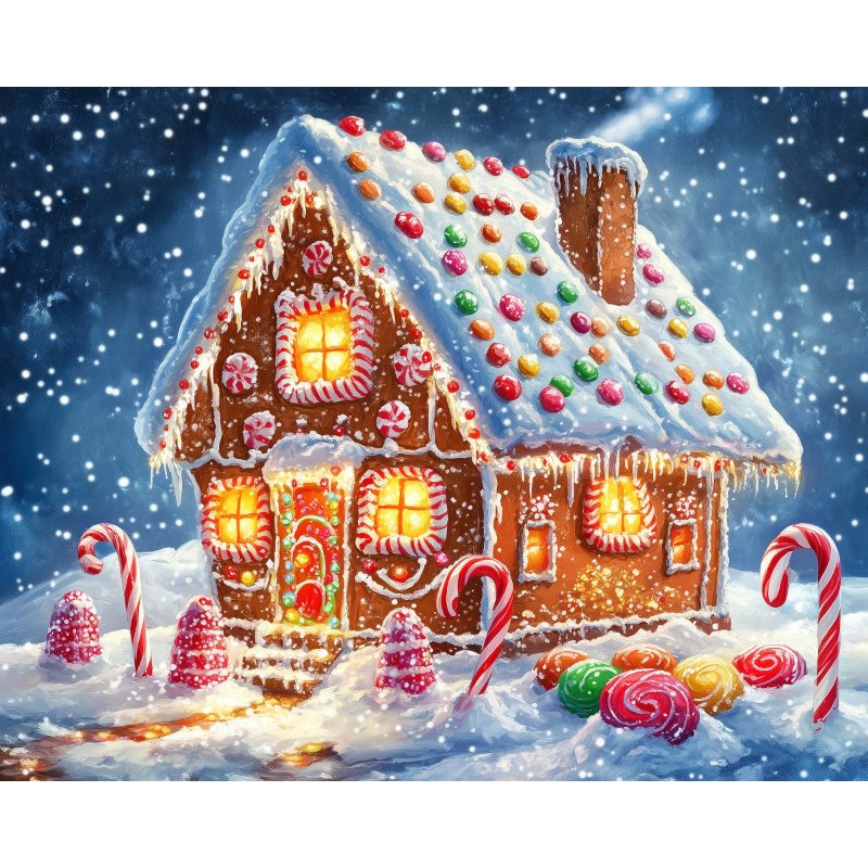 diamond painting - kerst peperkoekhuis – afbeelding 1