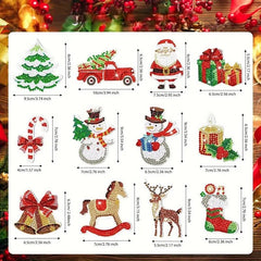 diamond painting kerst sleutelhangers - 12 stuks – afbeelding 2