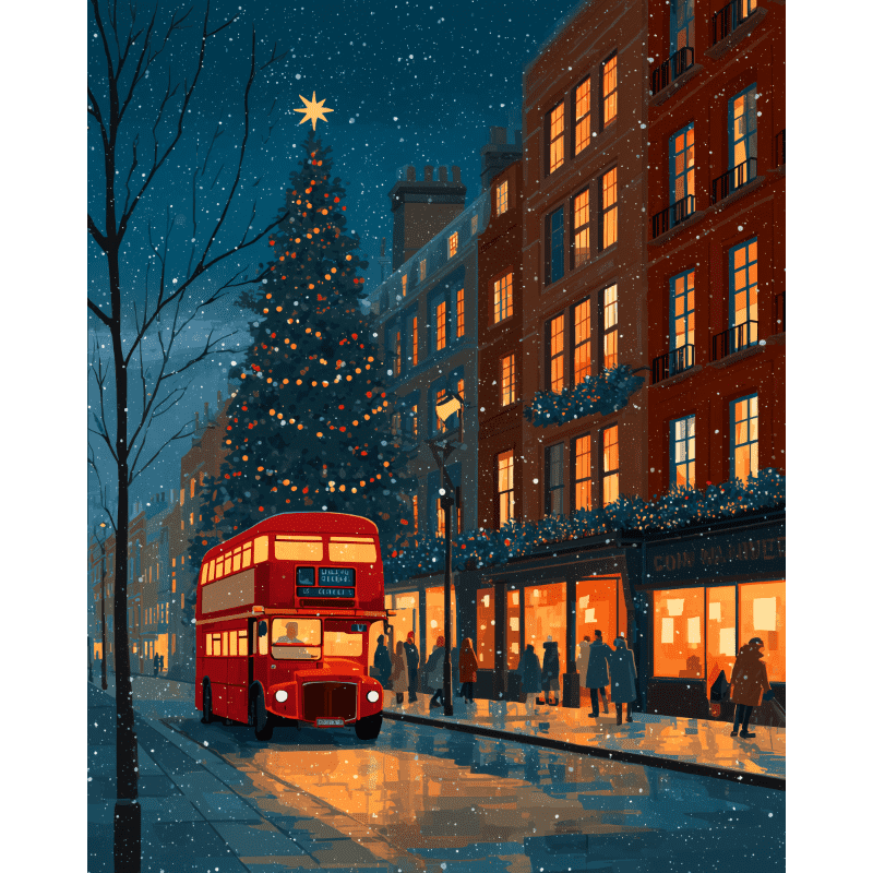 diamond painting - kerstavond in londen – afbeelding 1