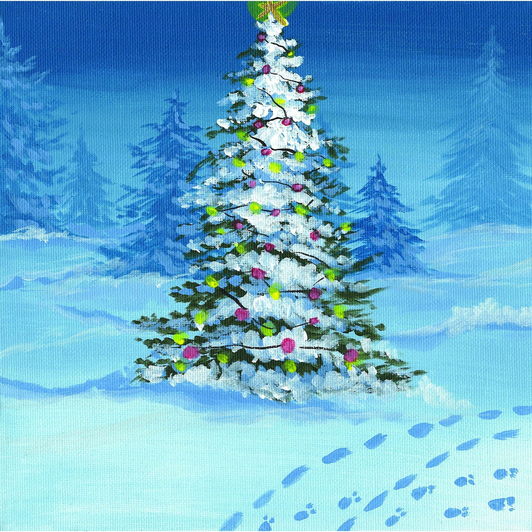 diamond painting - kerstboom in bos – afbeelding 1