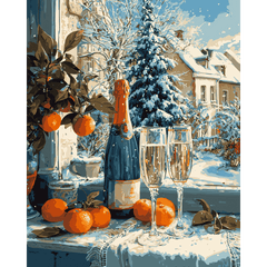 diamond painting - kerstchampagne – afbeelding 1