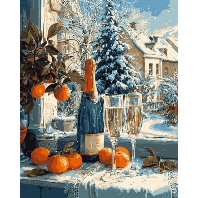 diamond painting - kerstchampagne – afbeelding 1