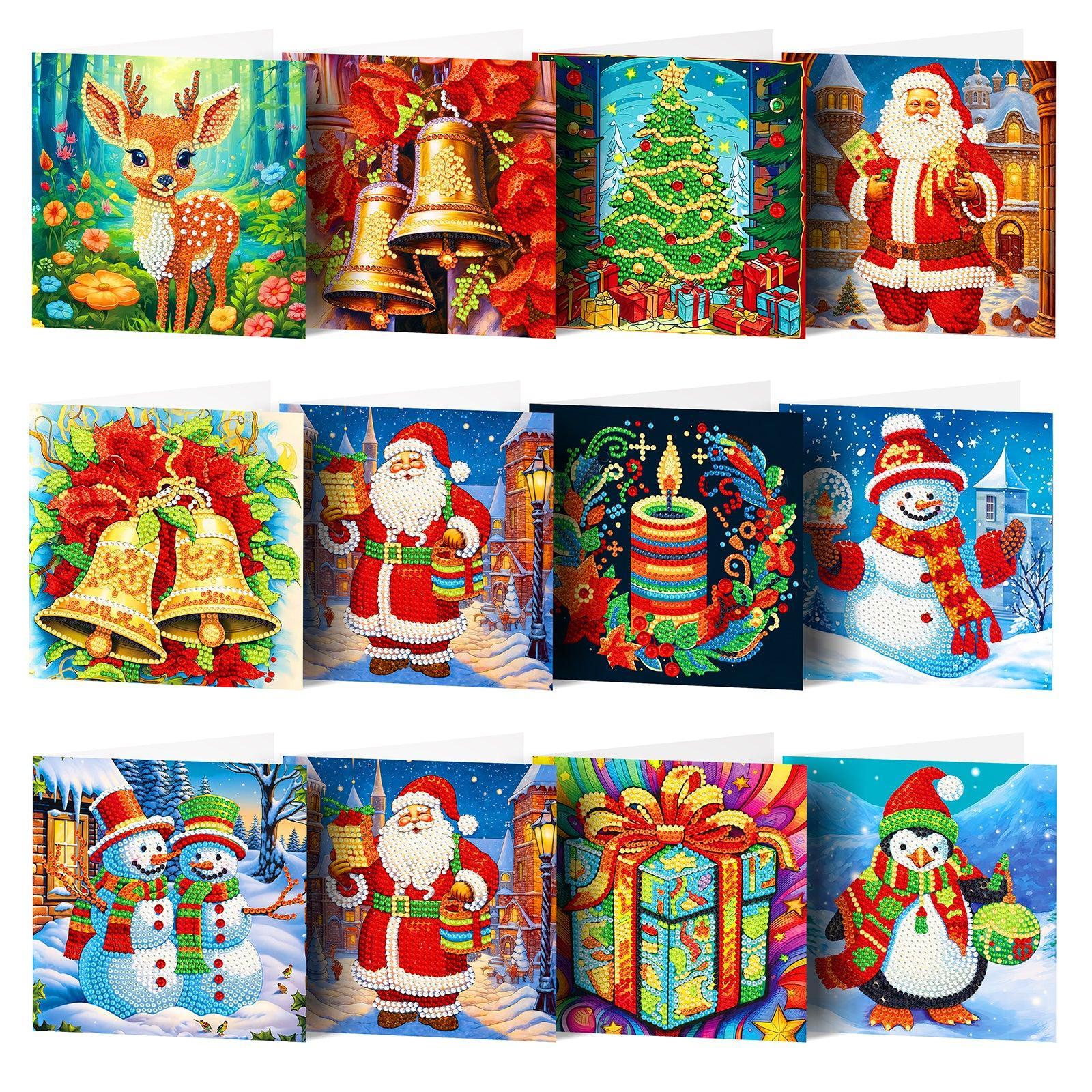 diamond painting kerstkaarten – 12 kaarten – afbeelding 1