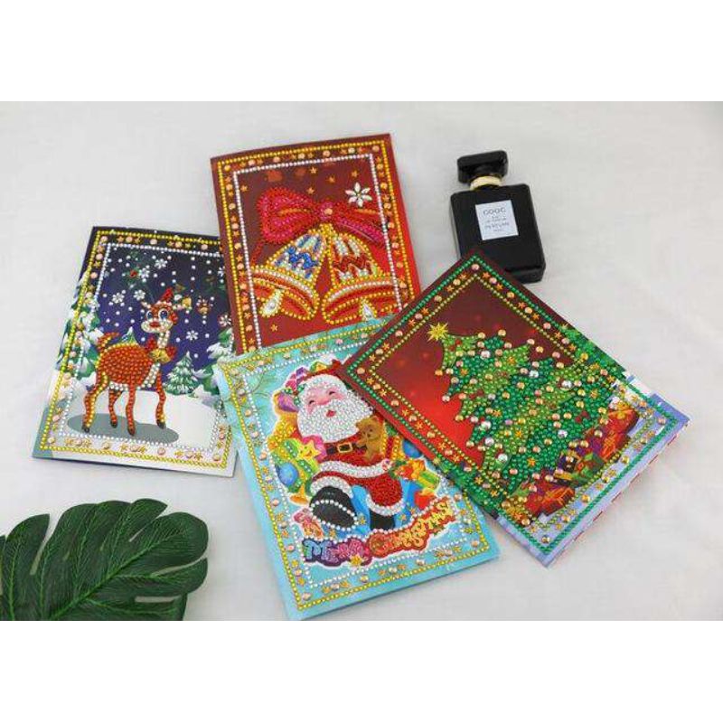 diamond painting kerstkaarten – 4 stuks – afbeelding 1