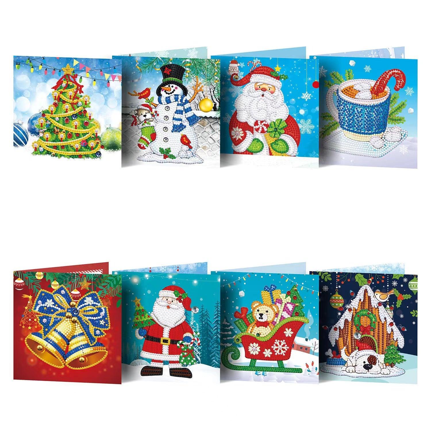 diamond painting kerstkaarten 8 stuks – afbeelding 1