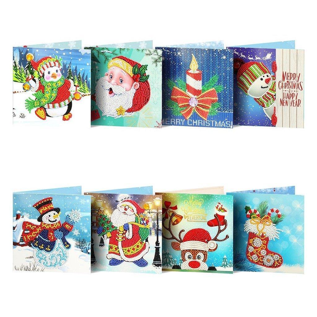 diamond painting kerstkaarten 8 stuks – afbeelding 1