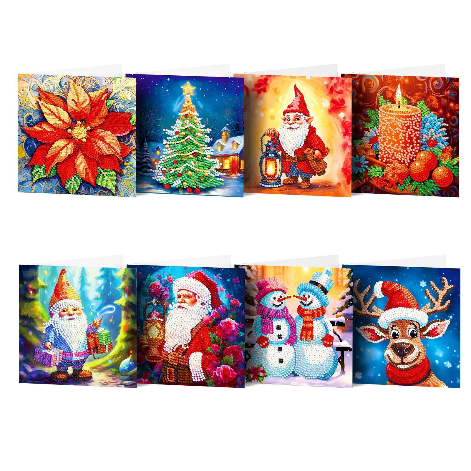 diamond painting kerstkaarten – 8 stuks – afbeelding 1