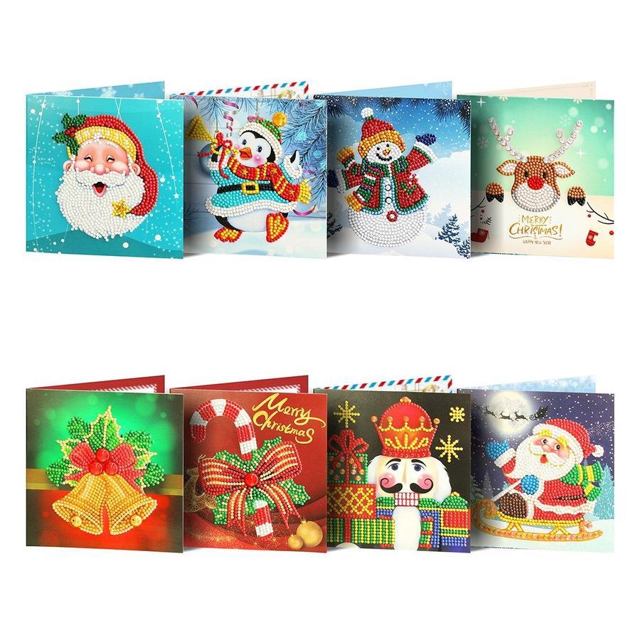 diamond painting kerstkaarten – 8 stuks – afbeelding 1