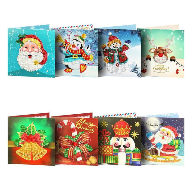 diamond painting kerstkaarten – 8 stuks – afbeelding 1