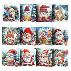 diamond painting kerstkaarten - kerstkabouters – 12 stuks – afbeelding 1