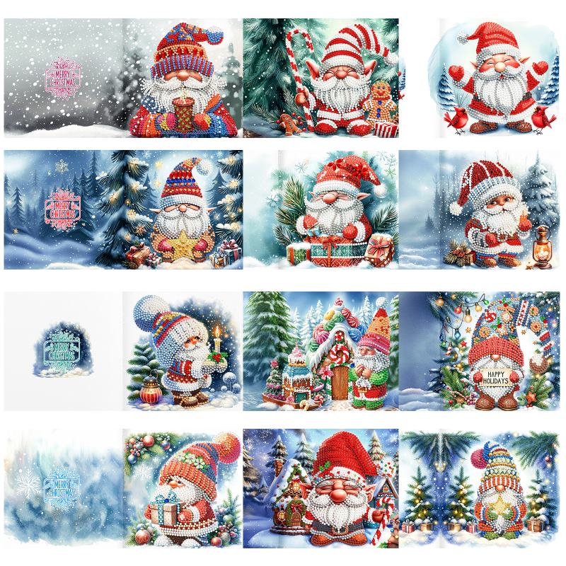 diamond painting kerstkaarten - kerstkabouters – 12 stuks – afbeelding 11