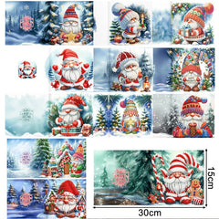 diamond painting kerstkaarten - kerstkabouters – 12 stuks – afbeelding 2