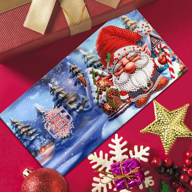 diamond painting kerstkaarten - kerstkabouters – 12 stuks – afbeelding 4