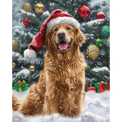 diamond painting - kerstlabrador – afbeelding 1
