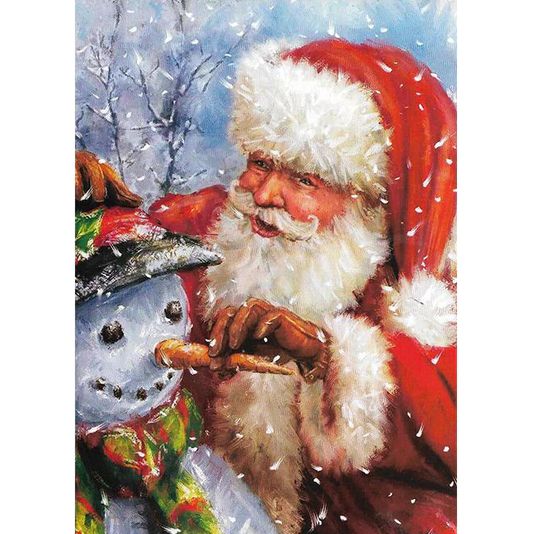 diamond painting - kerstman sneeuwpop blij – afbeelding 1