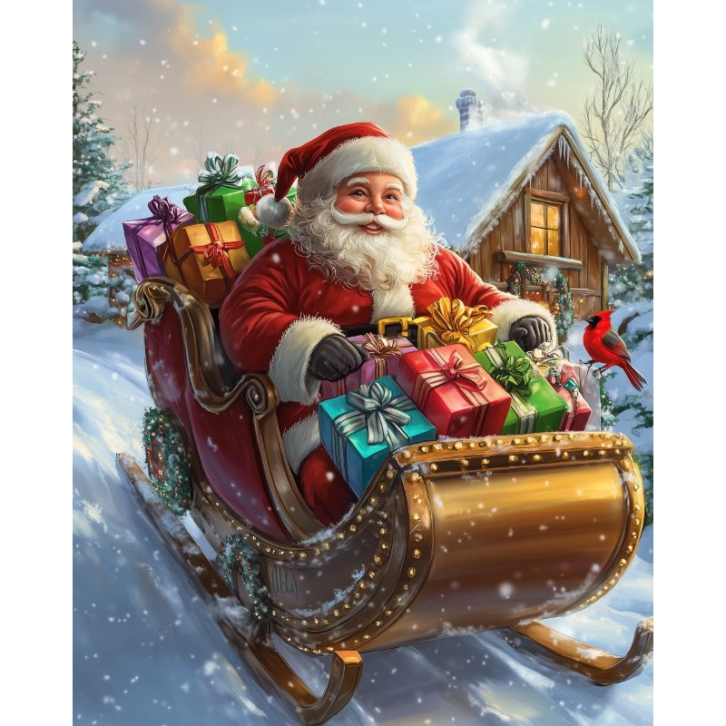 diamond painting - kerstmans slee rit – afbeelding 1