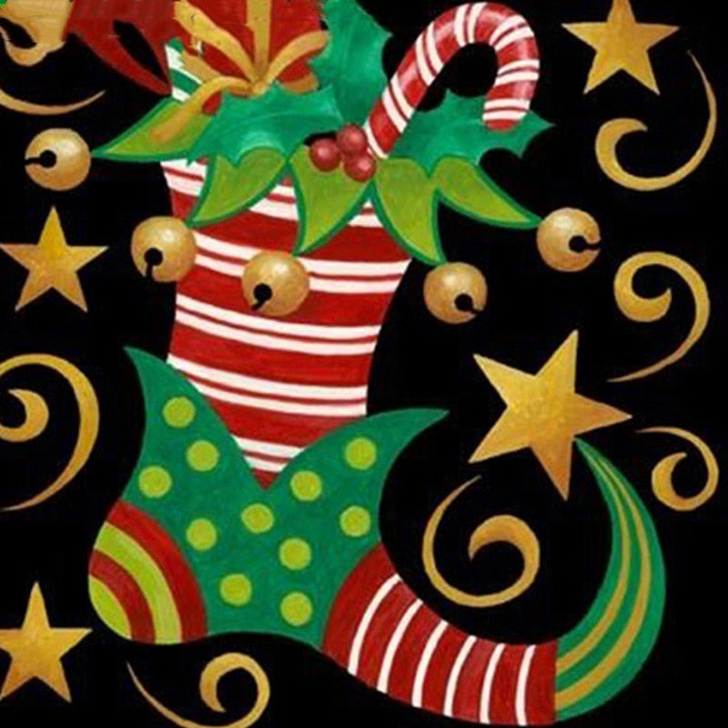 diamond painting - kerstsokken ster – afbeelding 1