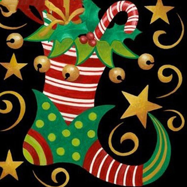 diamond painting - kerstsokken ster – afbeelding 1