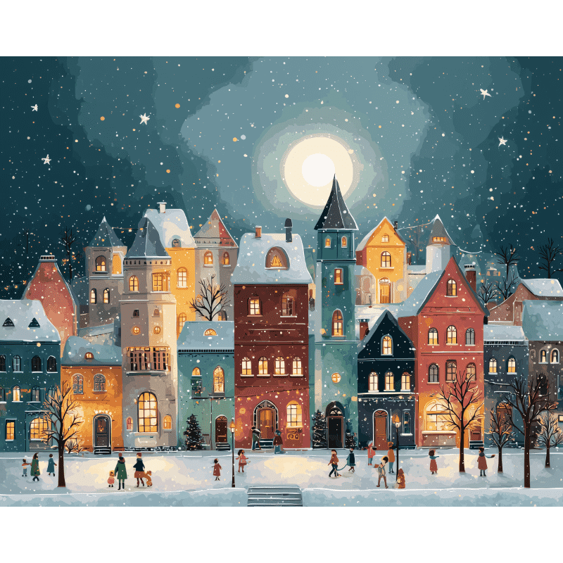 diamond painting - kerststad – afbeelding 1